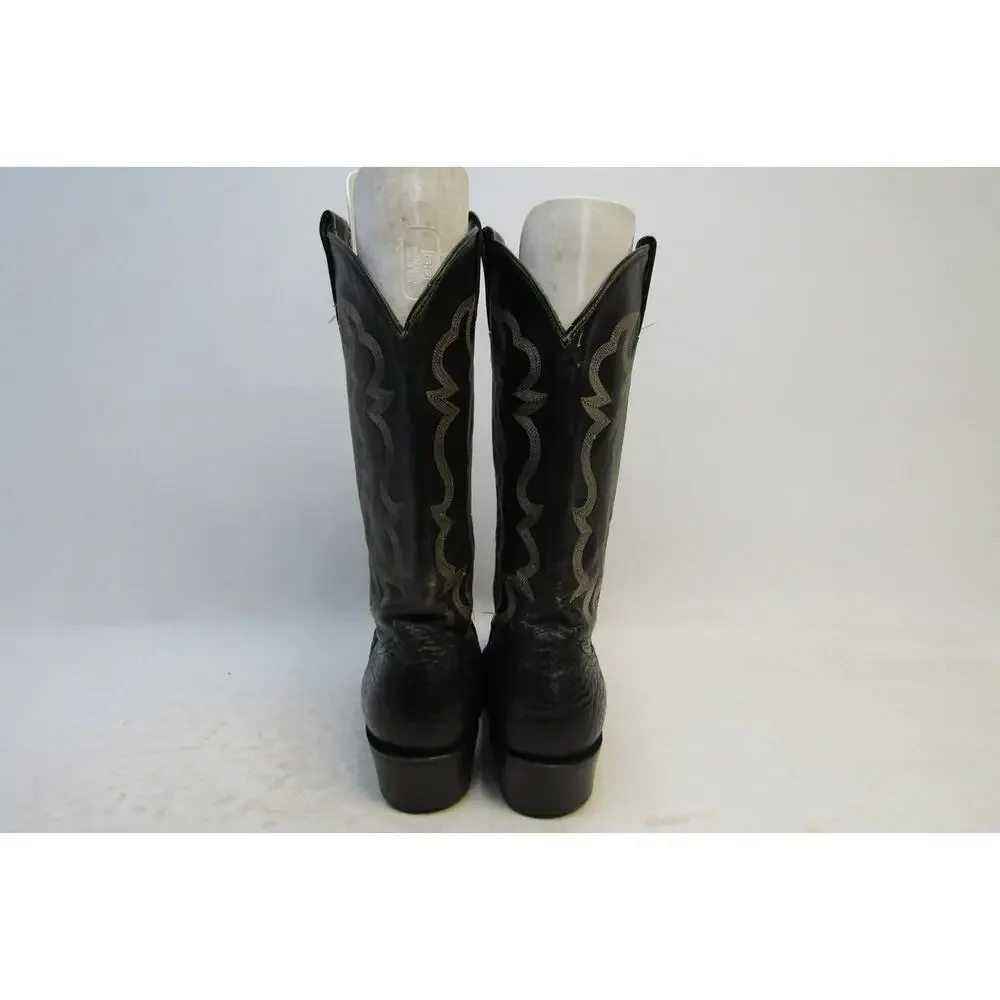 Unbranded Mens Size 8 D Black Leather Shark Skin Western Cowboy Boots